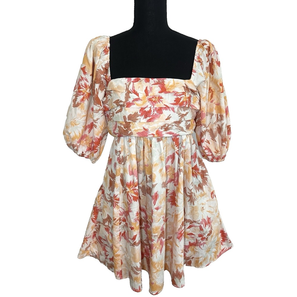 Abercrombie & Fitch Womens MEDIUM Emerson Floral Puff Sleeve Babydoll Mini Dress